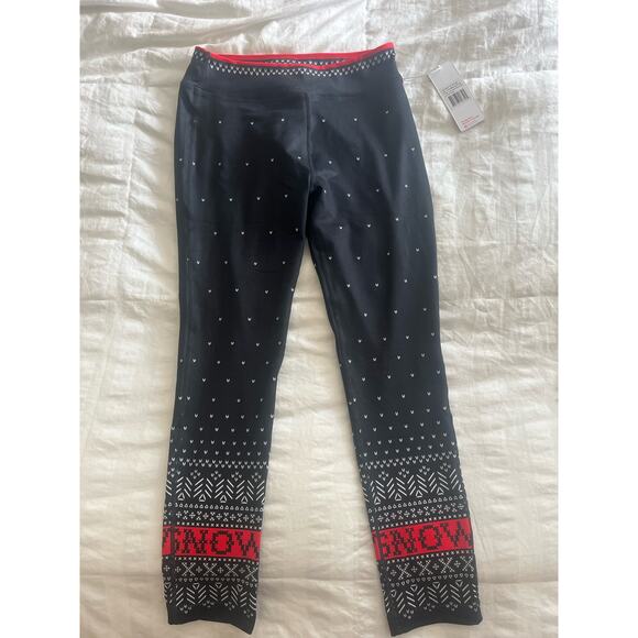 KRIMSON KLOVER Women Base Layer Let It Snow Leggings Black White Red Size M NWT - Picture 3 of 5